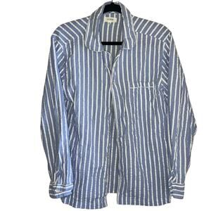 J. Crew Cotton Stripped Blue White Collared Button Down Long Sleeve Women's M